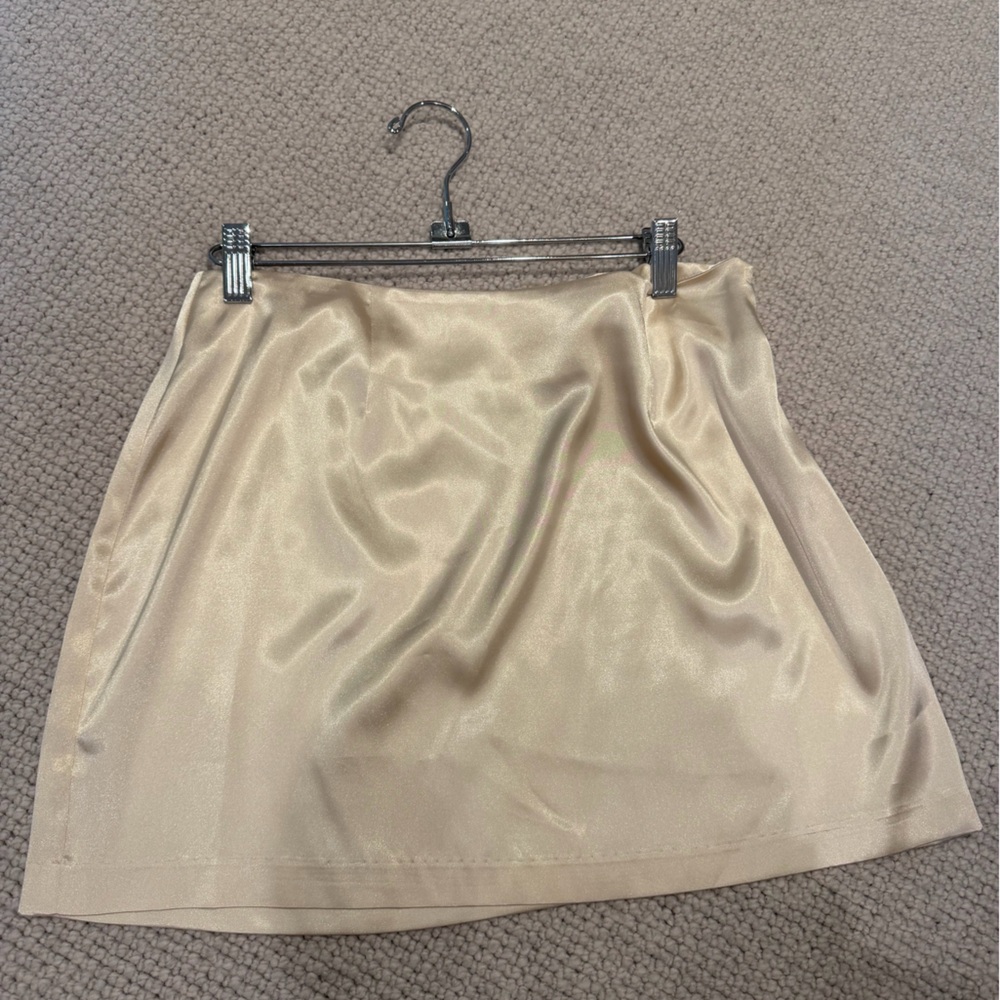 Daily Drills Satin Mini Skirt - Beige